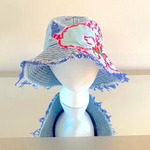 Denim floral bucket hat!